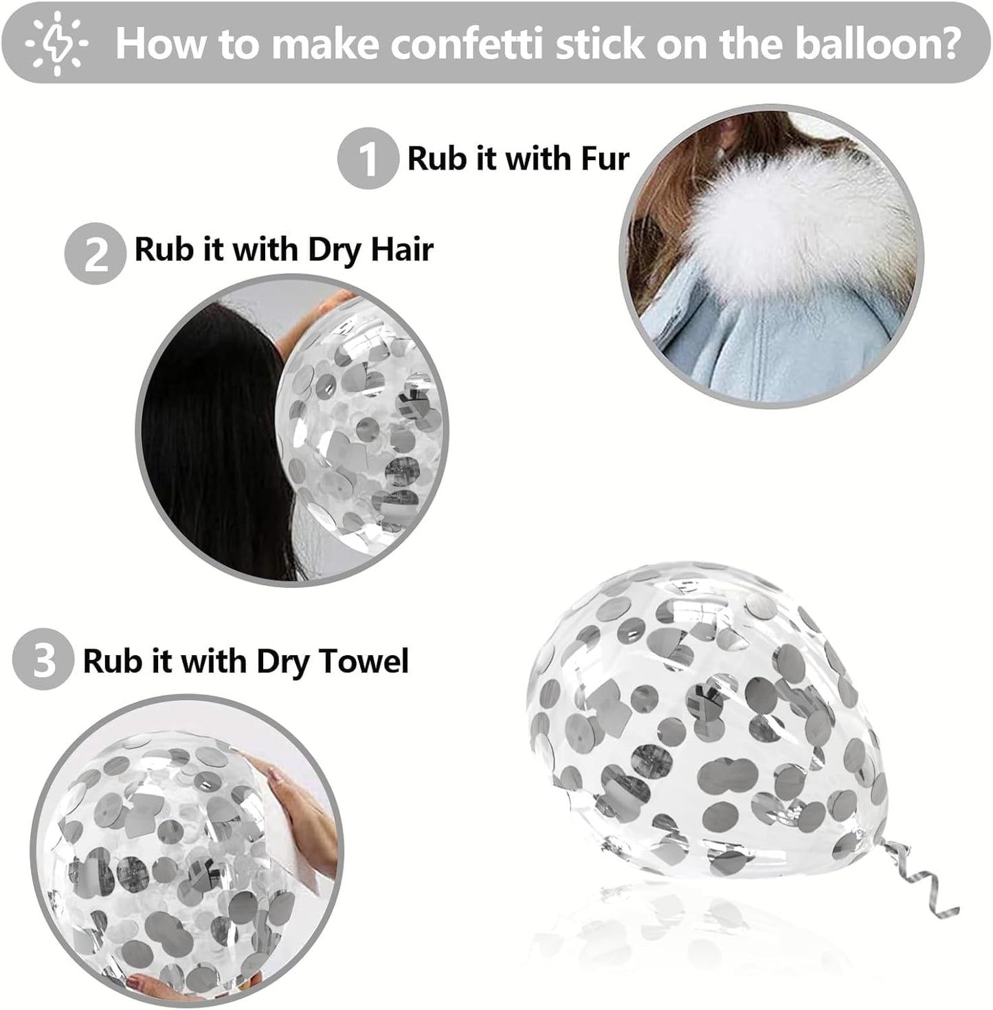 White Silver Balloon Garland Kit - 104 Piece with Confetti Balloons