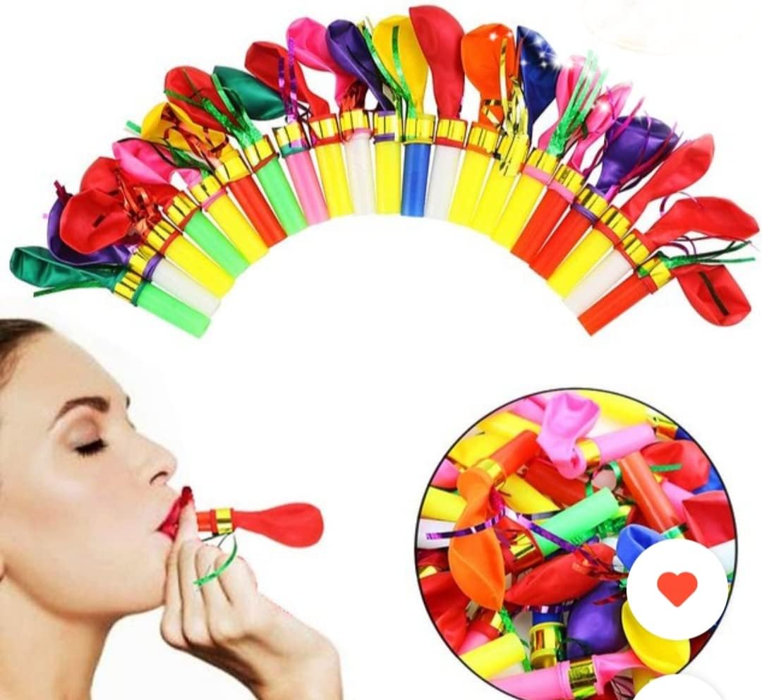 Balloon Blow Whistle Set – Fun Party Blowers with Balloons (Pack of 15)
