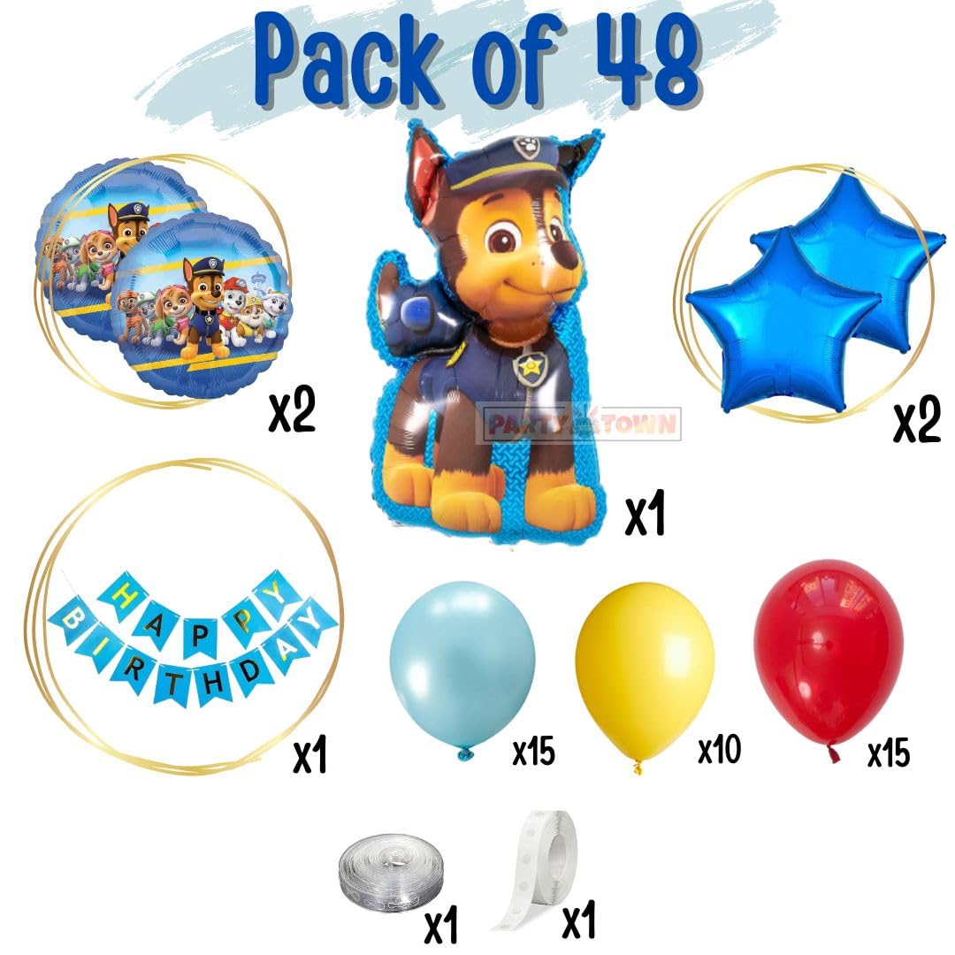 Party Town Power Patrol Chase 48-Piece Balloon Pack with 32-inch Foil Balloon