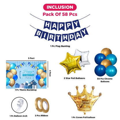 Happy Birthday Decoration Kit - 58 Pcs Birthday Decoration Items for Boy