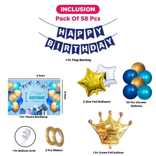 Happy Birthday Decoration Kit - 58 Pcs Birthday Decoration Items for Boy