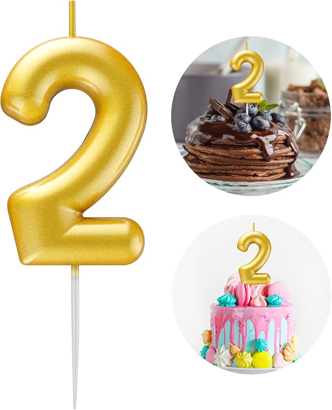 Golden Number Candle Happy Birthday 3D Number Candles for Birthday Cake