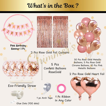 Rose Gold Birthday Decoration Kit – Set of 58 Pcs