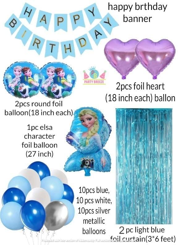 Magical Princess Elsa Birthday Party Decoration Kit - 38 Piece Girls' Set