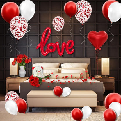 Love Balloon Decoration Set – 33 Pcs Red & White Theme