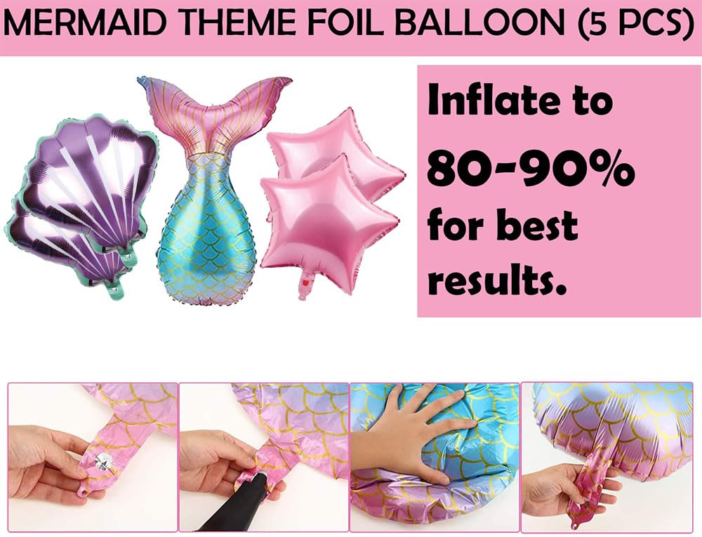 Mermaid Theme Birthday Decoration Kit – Set of 73 Pcs