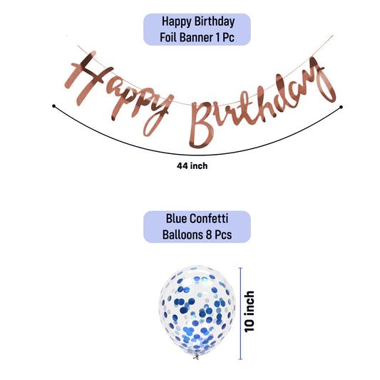 Blue & White Confetti Birthday Decoration Kit – Set of 9 Pcs