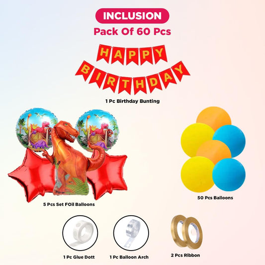 Happy Birthday Decoration Items For Boys- 60 Pcs Combo