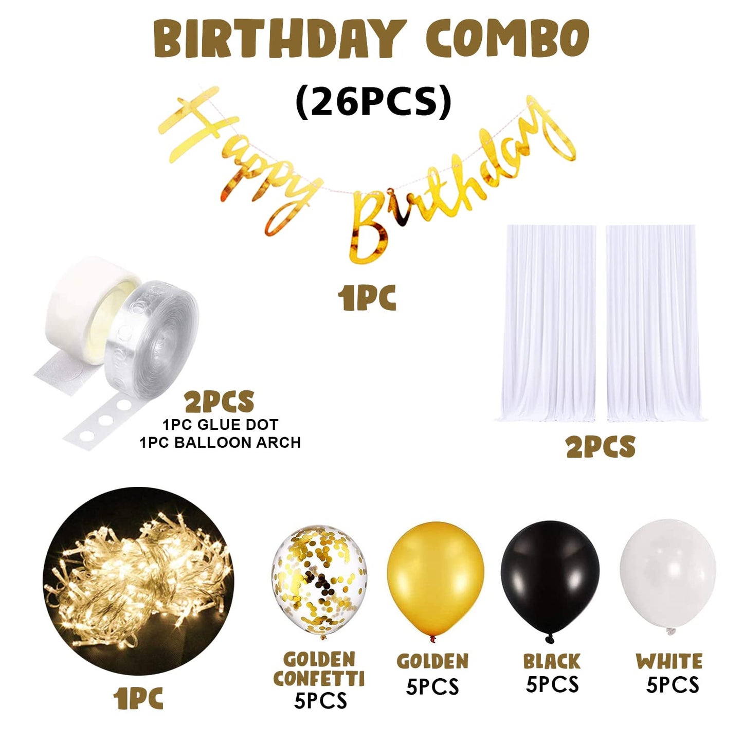 Birthday Decoration Kit For Husband- 26 Pcs Metallic Balloons For Decoration