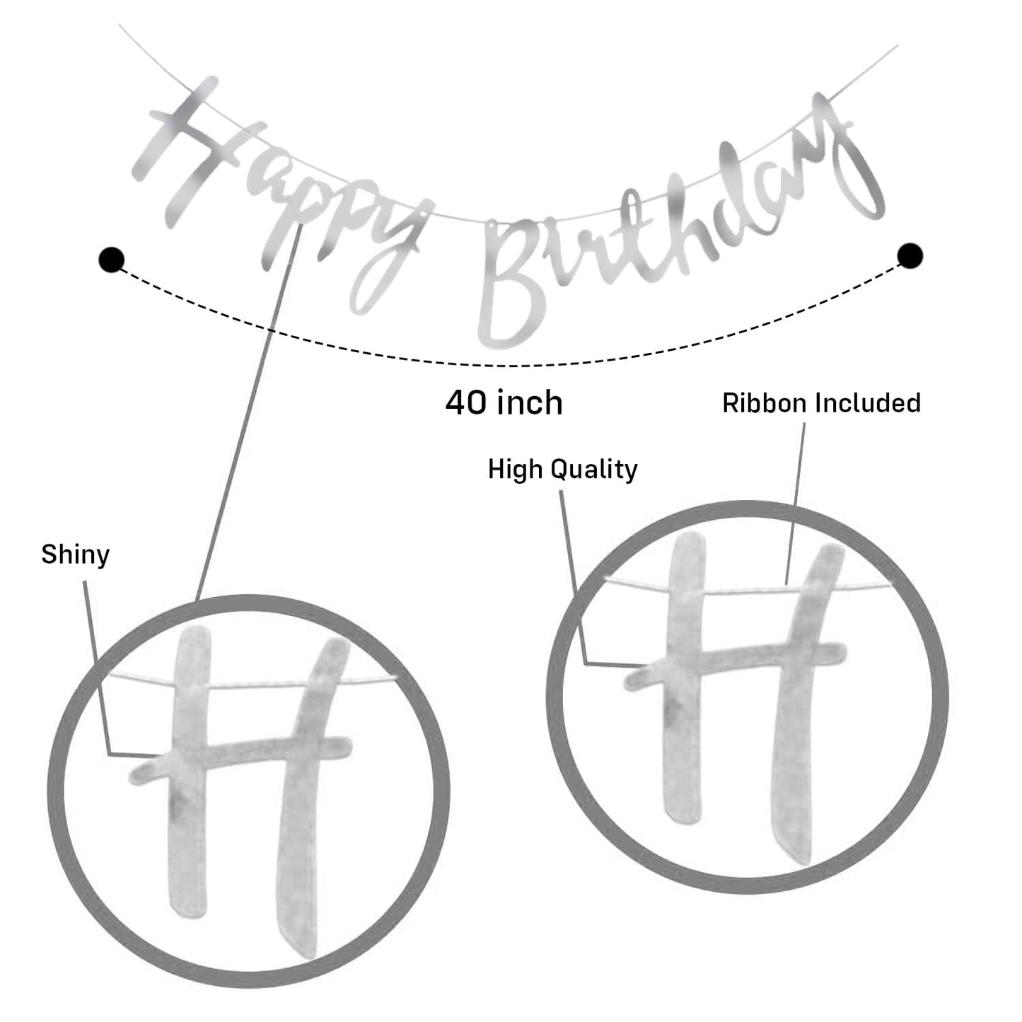 Navy Blue & Silver Birthday Decoration Kit – Set of 58 Pcs