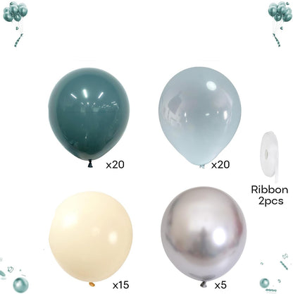 60 Pcs Metallic Confetti Balloons Blue Silver White Decorations Set for Wedding & Birthday Party