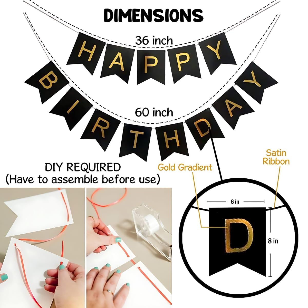 Luxury Black & Gold Birthday Decoration Kit – Set of 69 Pcs
