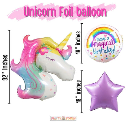 Enchanting Unicorn Party Balloon Pack - 53 Pcs, Helium Supported Foil & Latex Kit