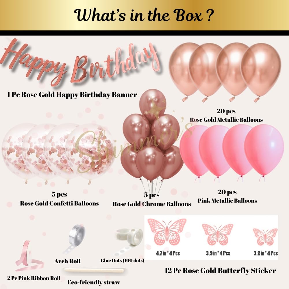 Butterfly Birthday Decoration Kit for Girls - Set of 66 Pcs