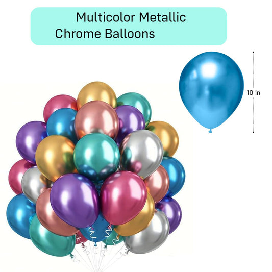 Multicolor Chrome metallic Balloons For Decoration - Pack Of 20 Pcs Balloons For Decoration