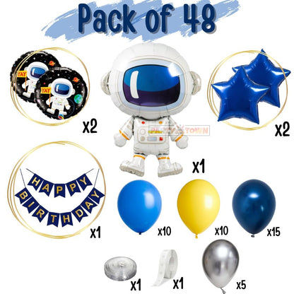 Party Town 48-Piece Astronaut Space Balloon Pack, Helium Supported, 32-inch Foil