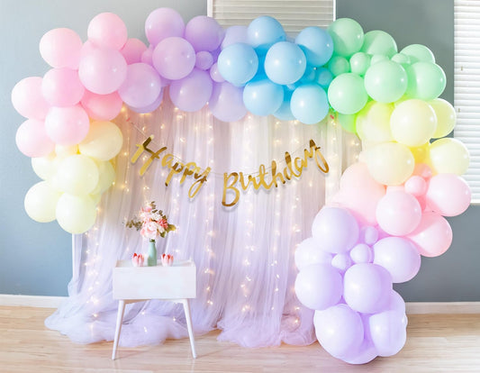Rainbow Balloon Birthday Decoration Kit – Pack of 58 Pcs