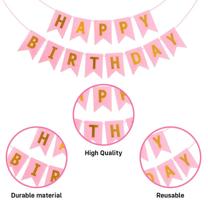 Pink & Blue Birthday Decoration Kit for Girls | Set of 53 Pcs