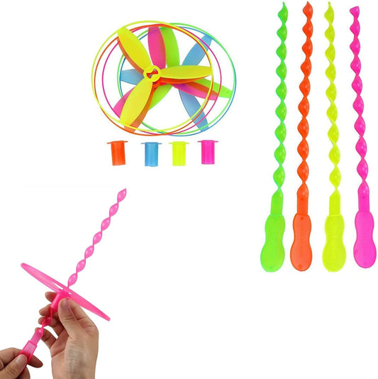 lying Disc Launcher Toy Set – Hand Spin Propeller Toy for Kids (Pack of 6)