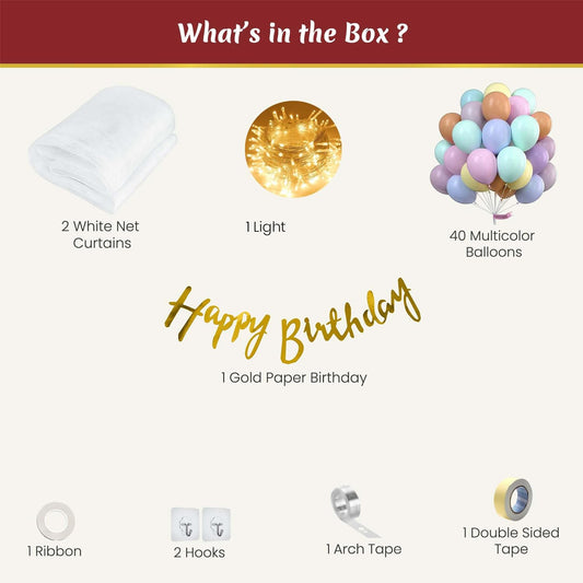 Birthday Decoration Kit Includes Multicolor Pastel Balloons - 49 Pcs Pack