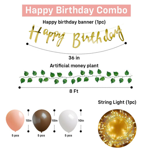 Pastel Balloons Birthday Decoration Kit For Girls – 18 Pcs combo