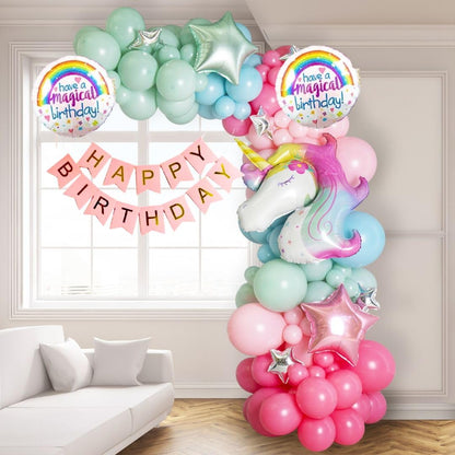 Party Town 83-Piece Unicorn Balloon Arch Kit: Helium Foil & Pastel Birthday Decorations
