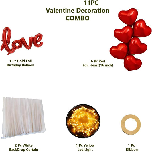Valentine Decoration Combo - Set of 11 Pcs