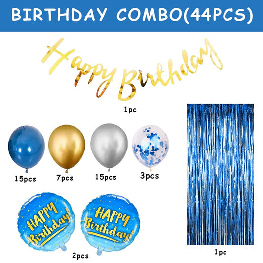 Happy Birthday Decoration Kit For Boys - 44 Pcs Combo