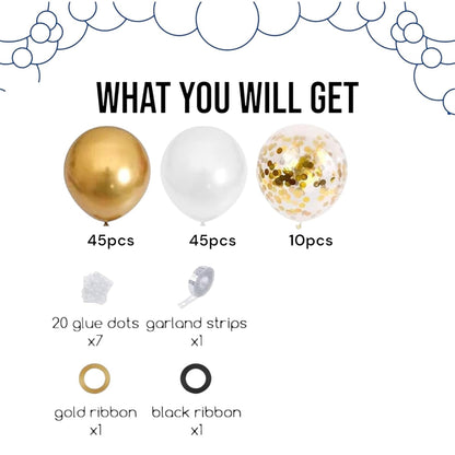 110 Pcs White Gold Wedding Decoration Set & Birthday Party