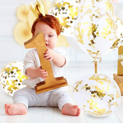 Gold, Confetti & White Balloon Set - 60 Pcs
