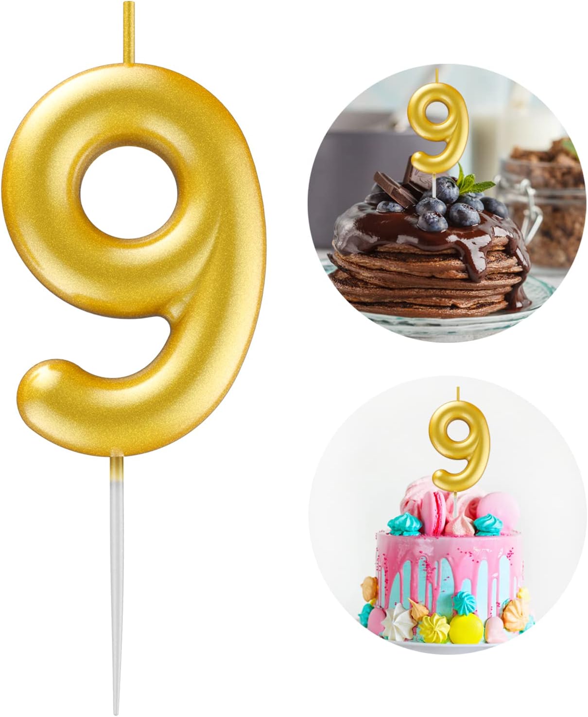 Golden Number Candle Happy Birthday 3D Number Candles for Birthday Cake