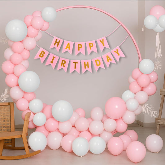 Pink & Blue Birthday Decoration Kit for Girls | Set of 53 Pcs