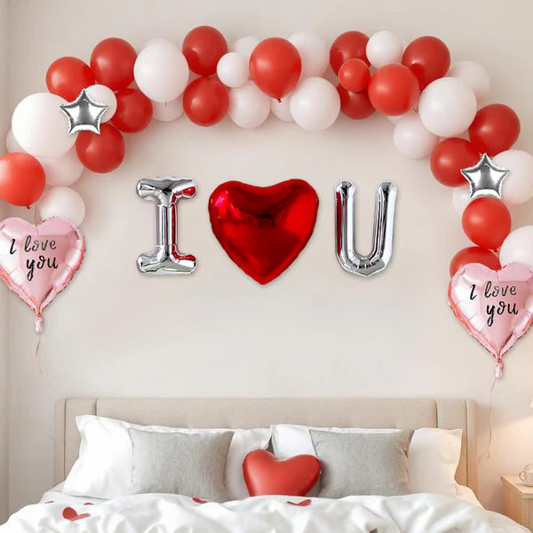 Romantic I Love You Balloon Decoration Kit – Set Of 32 Pcs