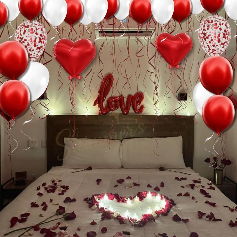 Love Balloon Decoration Set – 33 Pcs Red & White Theme