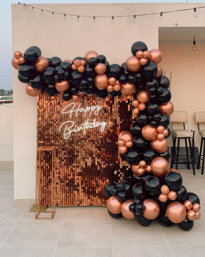 Rose Gold Black Balloon Garland Kit - 104Pcs Party Decoration