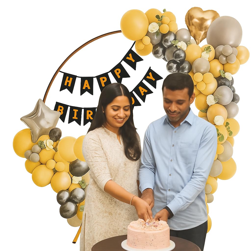 Luxurious 49-Piece Blue White Gold Birthday Balloon Arch Banner Decoration Kit