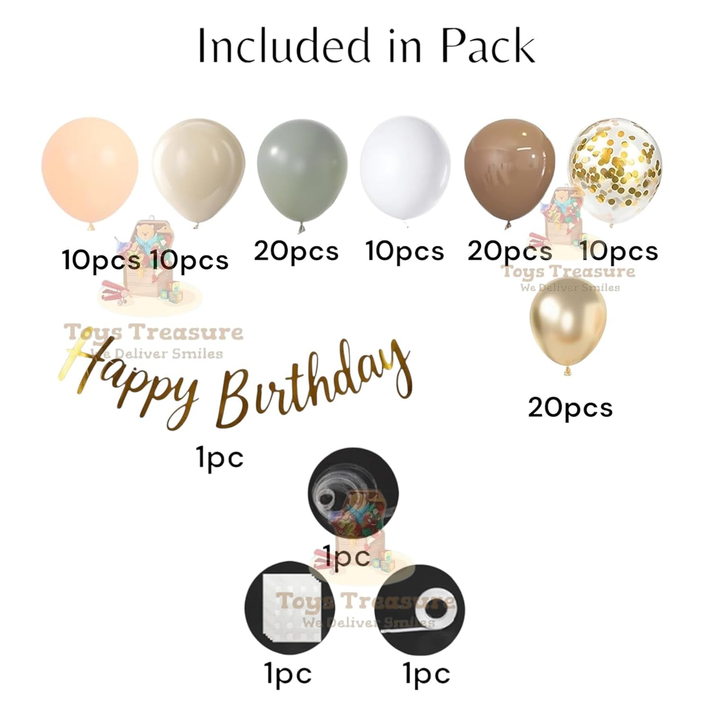 Luxury Metallic Birthday Decoration Kit – Set of 104 Pcs