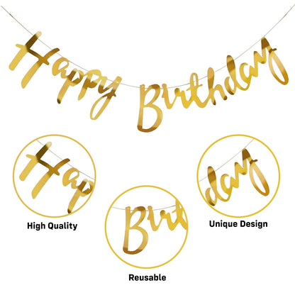 Golden Star Birthday Decoration Kit with Banner & Balloons – 26 Pcs Combo