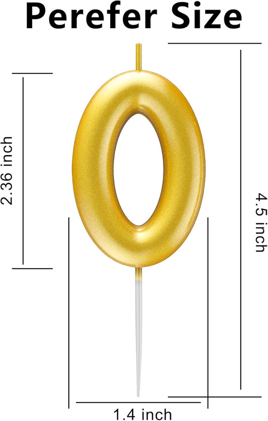 Golden 3D Number Candles for Birthday Cake