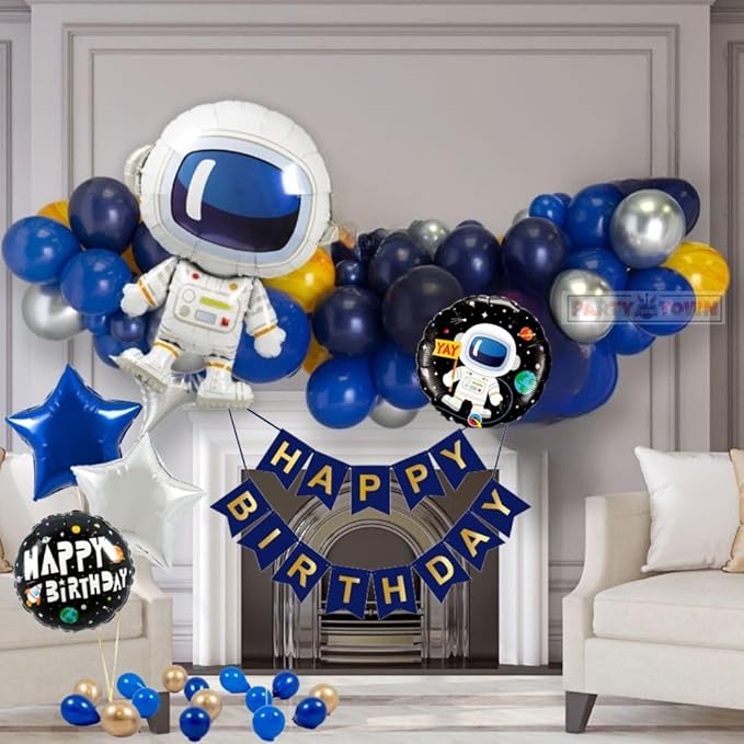 Party Town 48-Piece Astronaut Space Balloon Pack, Helium Supported, 32-inch Foil
