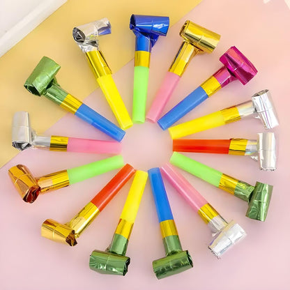 Party Blowers – Set of 15 Colorful Noise Makers for Kids Birthday & Celebrations