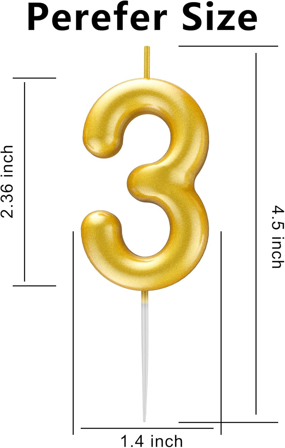 Golden Number Candle Happy Birthday 3D Number Candles for Birthday Cake