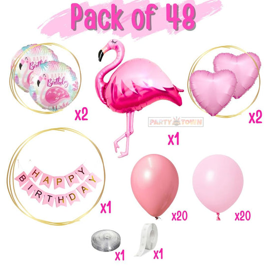 Party Town 48-Piece Flamingo Balloon Kit: Tropical Pink Pastel Arch Decorations