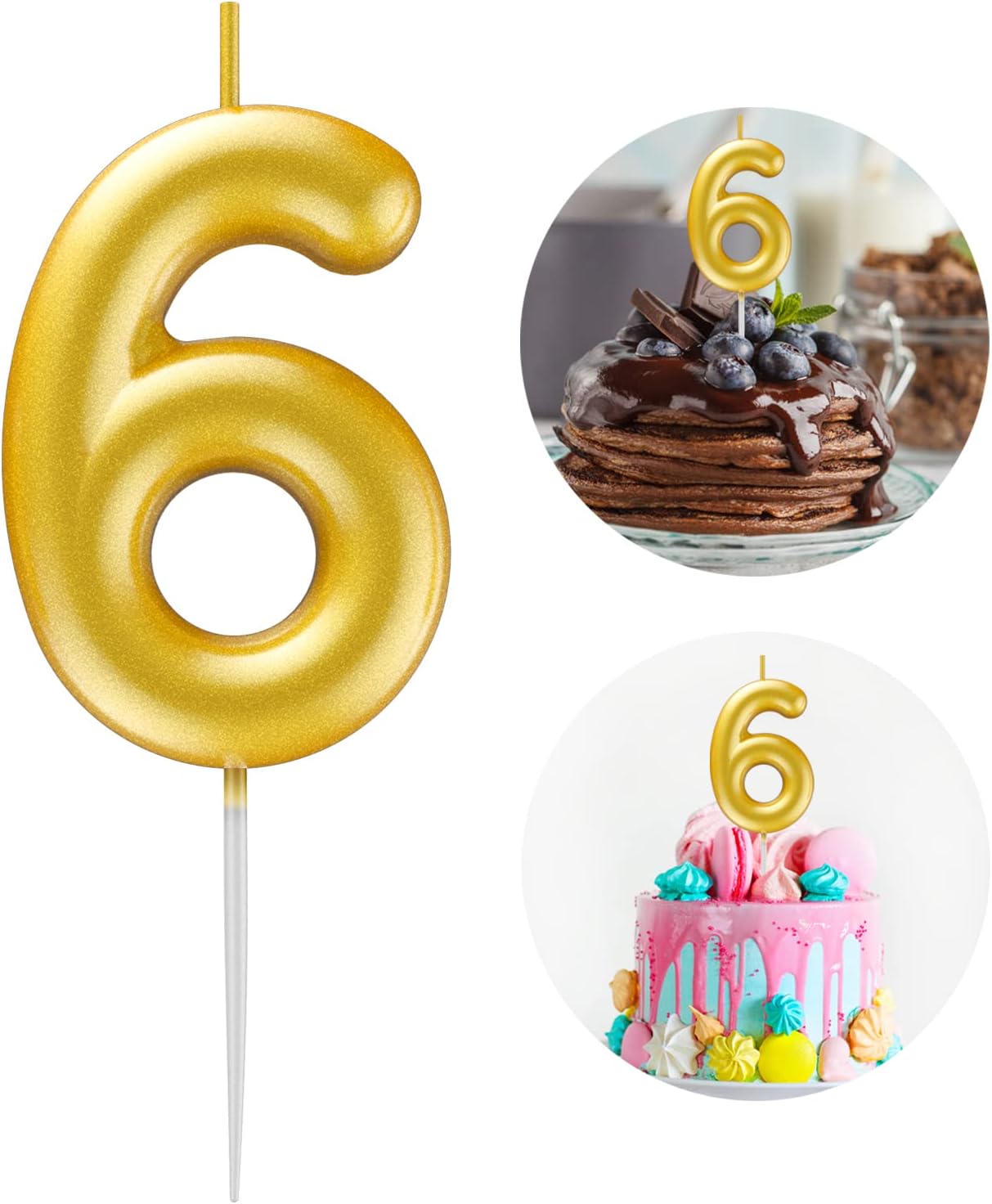 Golden Number Candle Happy Birthday 3D Number Candles for Birthday Cake