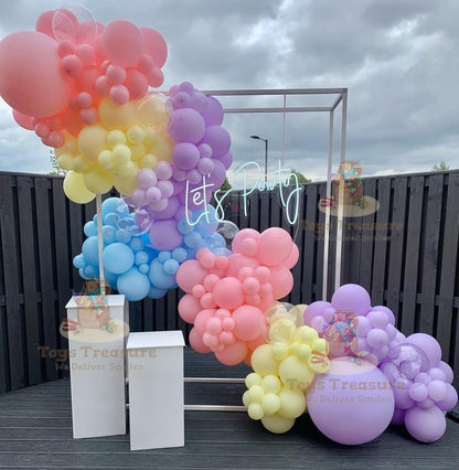 104 Pcs Happy Birthday Decoration Kit - Pastel Rainbow Balloons