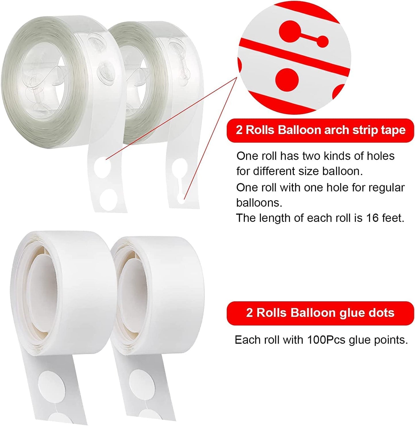 Reusable Balloon Decoration Accessories Combo Of Flower Clips Glue Dot Tape And Arch Making Strip Set Of 14 Pcs (Flower Clip with Tapes)