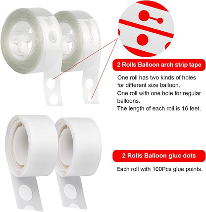 Reusable Balloon Decoration Accessories Combo Of Flower Clips Glue Dot Tape And Arch Making Strip Set Of 14 Pcs (Flower Clip with Tapes)