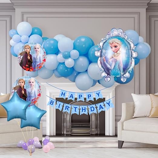 Party Town Frozen Princess 48-Piece Balloon Kit with Foil & Blue Latex