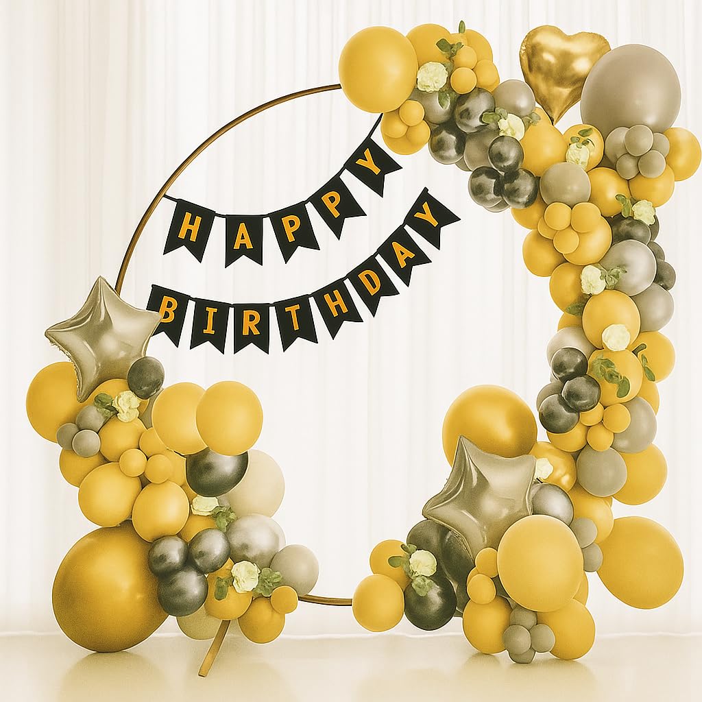 Luxurious 49-Piece Blue White Gold Birthday Balloon Arch Banner Decoration Kit