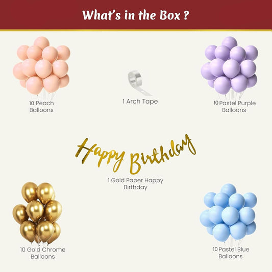 Pastel Balloon Theme Birthday Decoration Items For Girl - 42 Pcs Pack